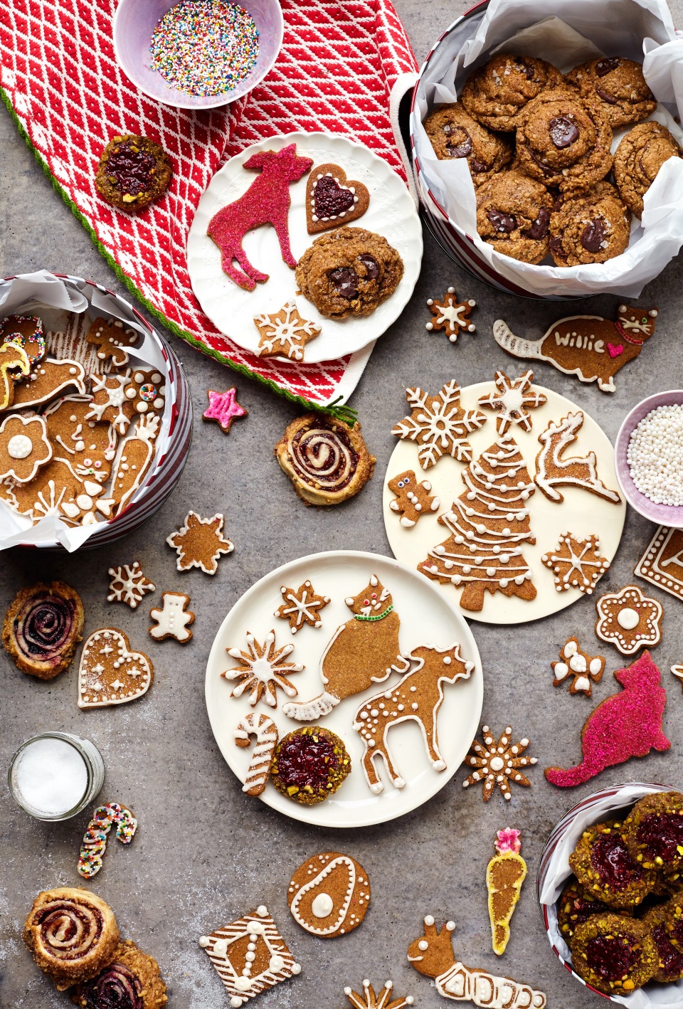 Chosen Foods Gluten-Free Holiday Cookies | Honey-Nut Sugar Cookies, Pistachio Chia Jam Wreaths, Oatmeal Chocolate Chips | Lemon Fire Brigade